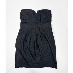 Vintage Y2K Sweetface Designer Strapless Eyelet Dress‎ Women's 8 Black Cotton